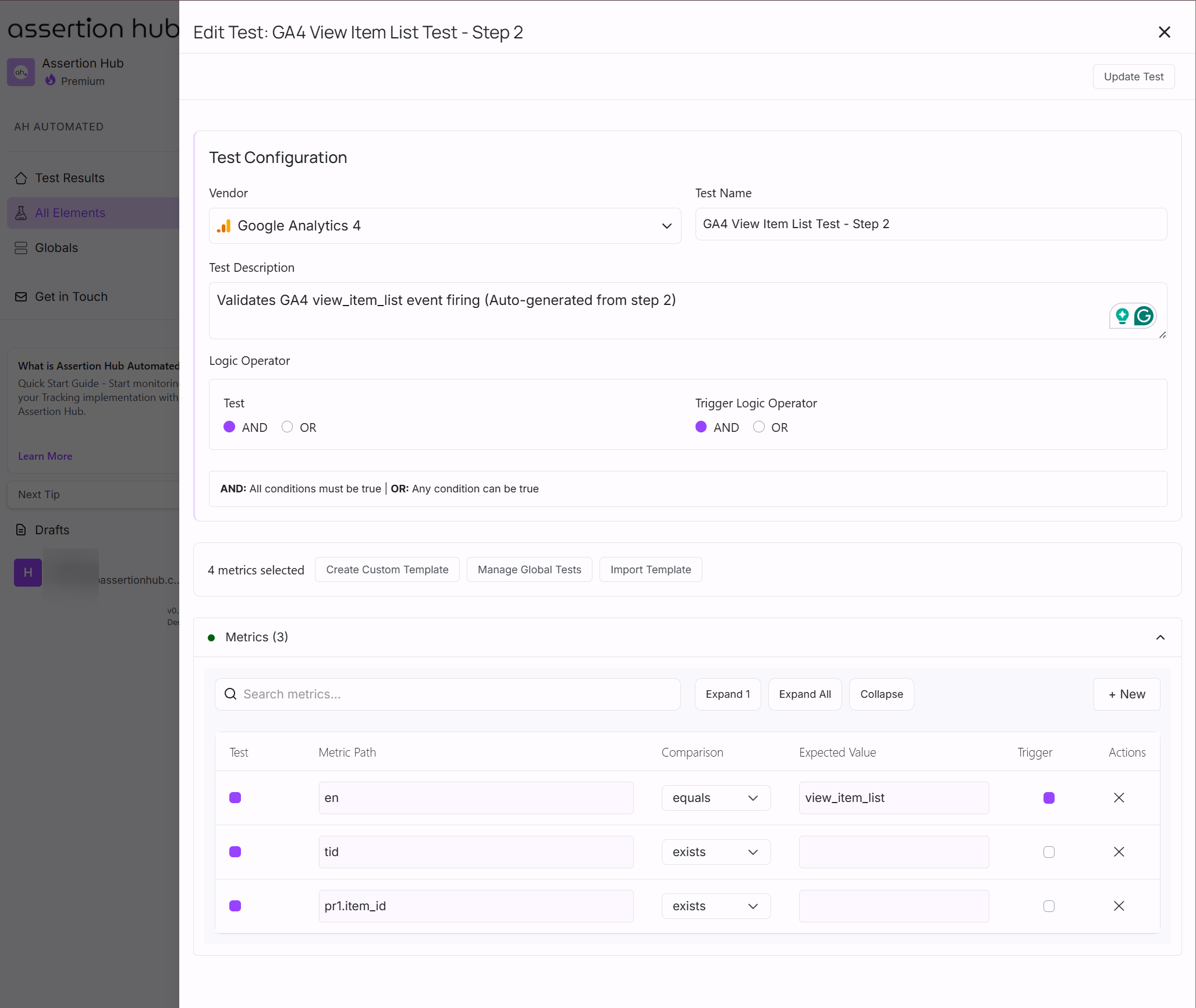 AssertionHub Testing Capabilities