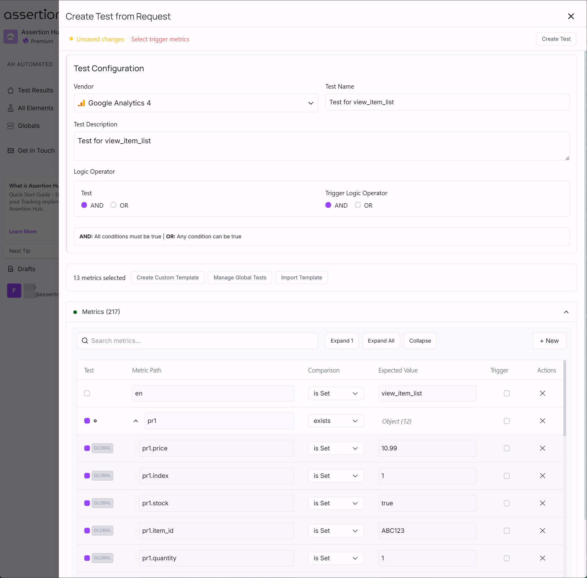 Creating GA4 Tests in AssertionHub
