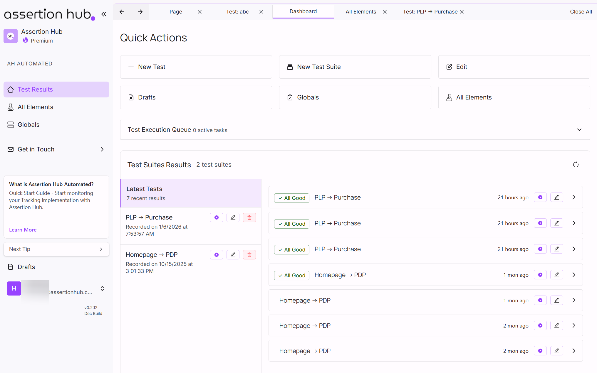 AssertionHub Testing Dashboard