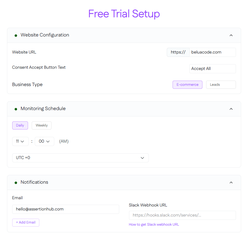 Free Trial Setup
