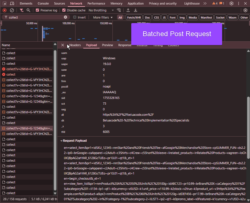 GA4 batched Event POST Request